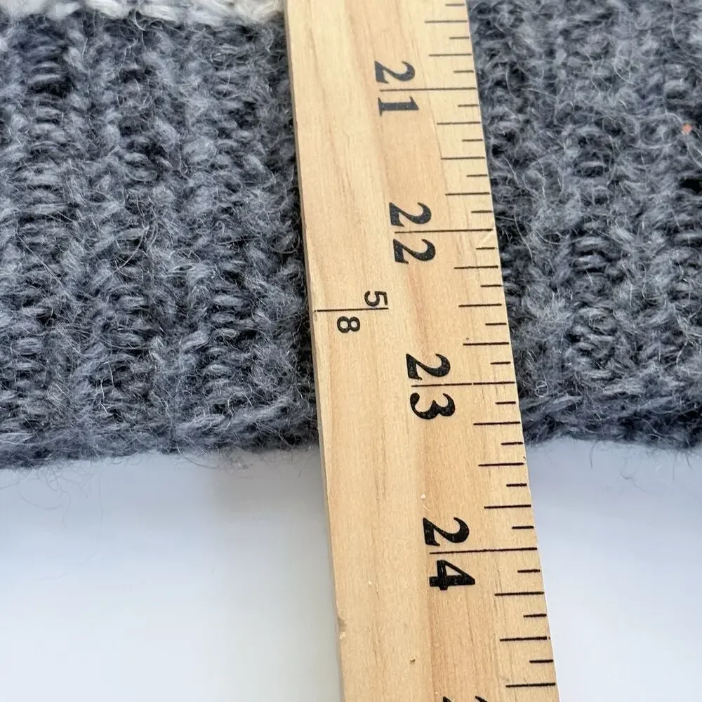 JH Collectibles VINTAGE Sweater Large Gray Cream Mohair Blend Chunky Puff Sleeve